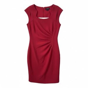 Tahari Arthur S Levine WMNS SZ 4 Red Cap Sleeve Midi Dress Career XMAS Retro 50s